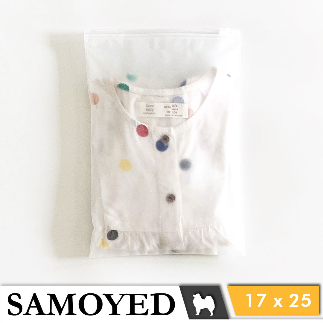 Plastic Zipper Bag Samoyed Fr 17 x 25 cm