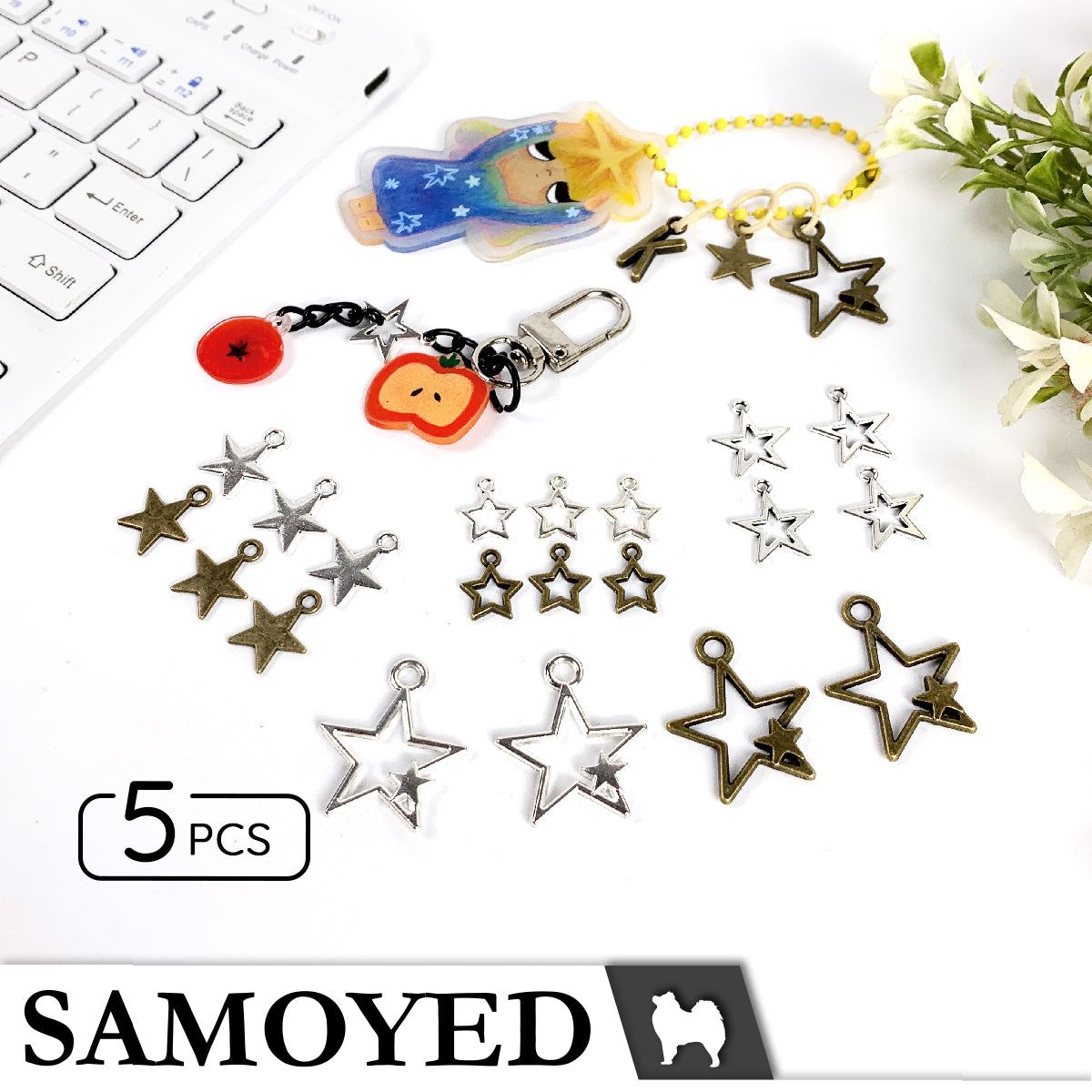 Accessory Charm Samoyed CHRM-PD-VG4 5 Pcs