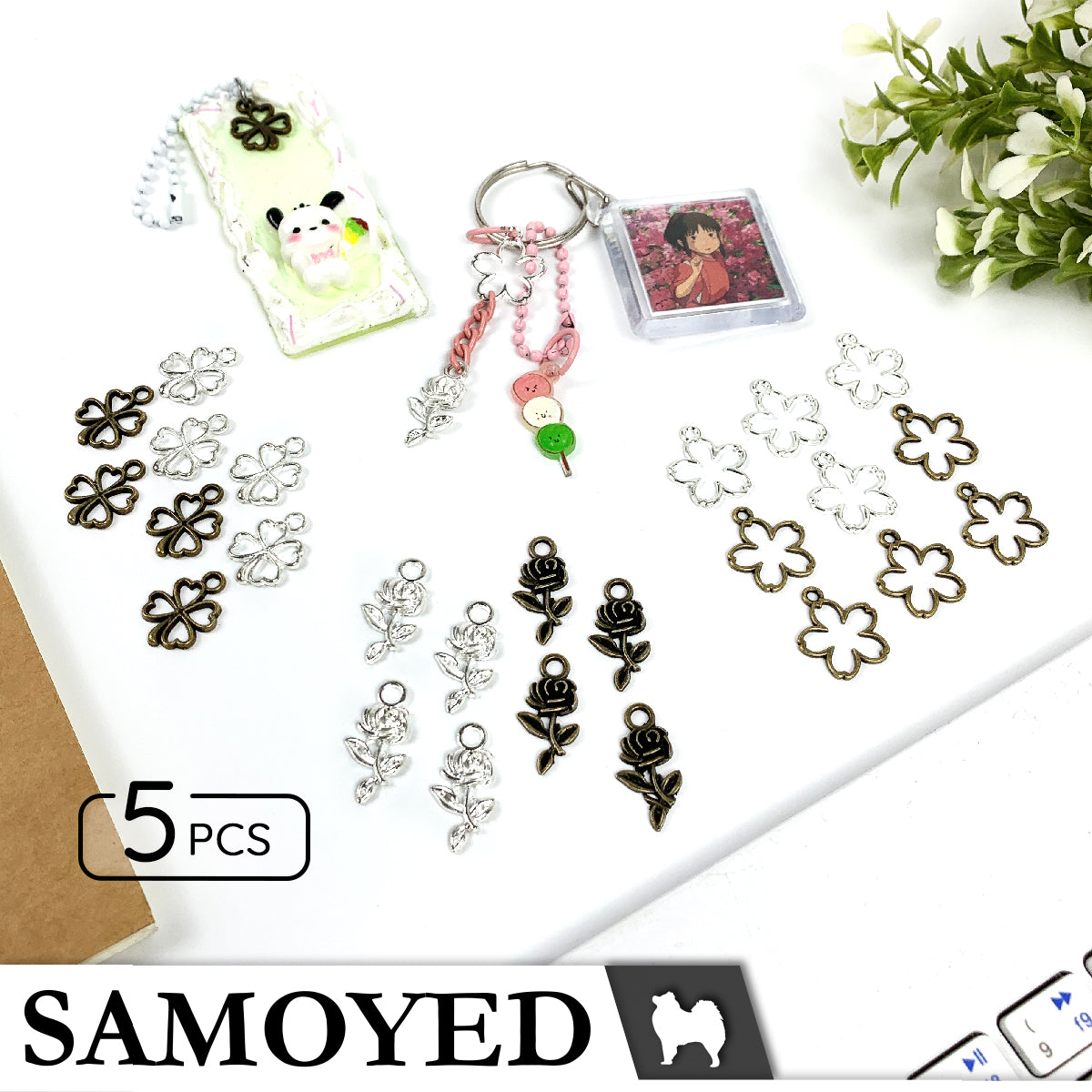 Accessory Charm Samoyed CHRM-PD-VG7 5 Pcs