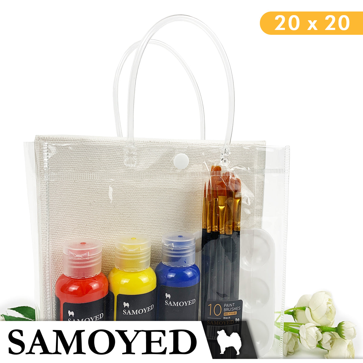 Tote Bag PVC Samoyed 20 x 20 x 8 cm