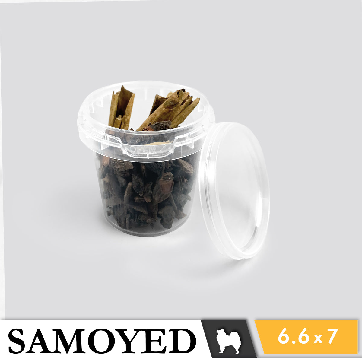 Plastic Cylinder Samoyed RO 66 x 70 mm