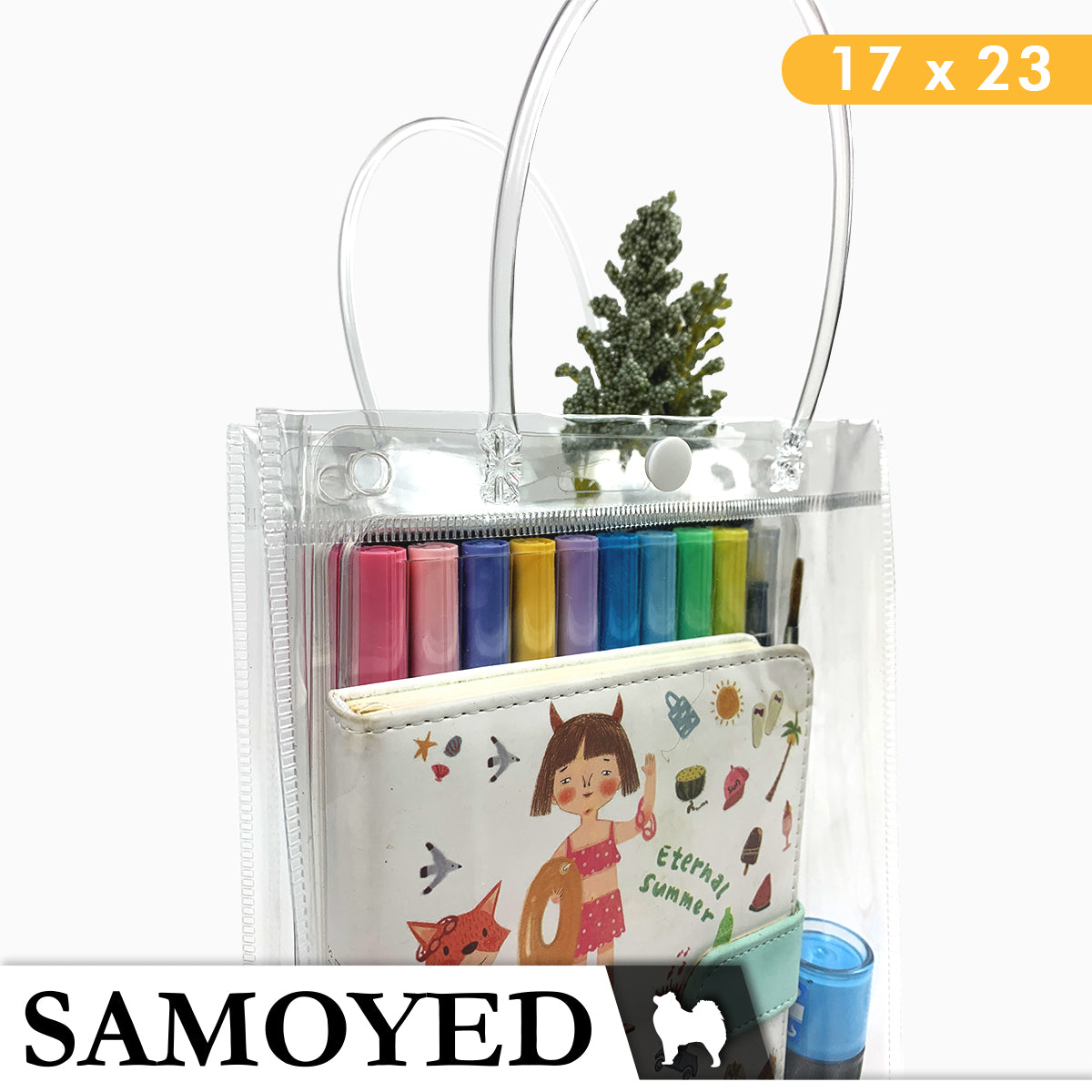 Tote Bag PVC Samoyed 17 x 23 x 7 cm