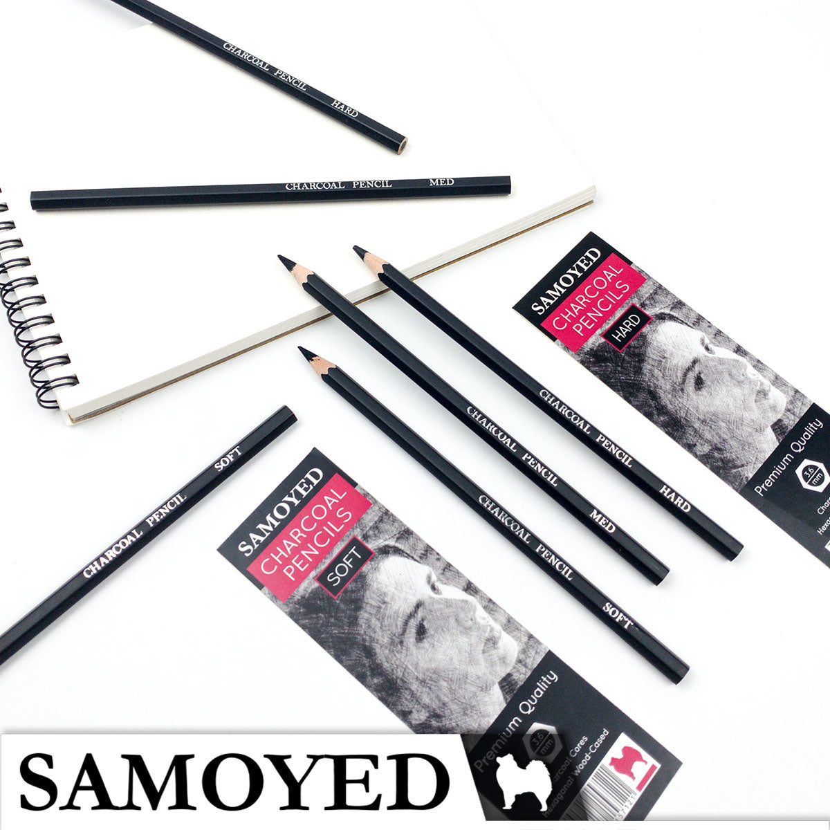 Charcoal Pencil Samoyed PCC-FV