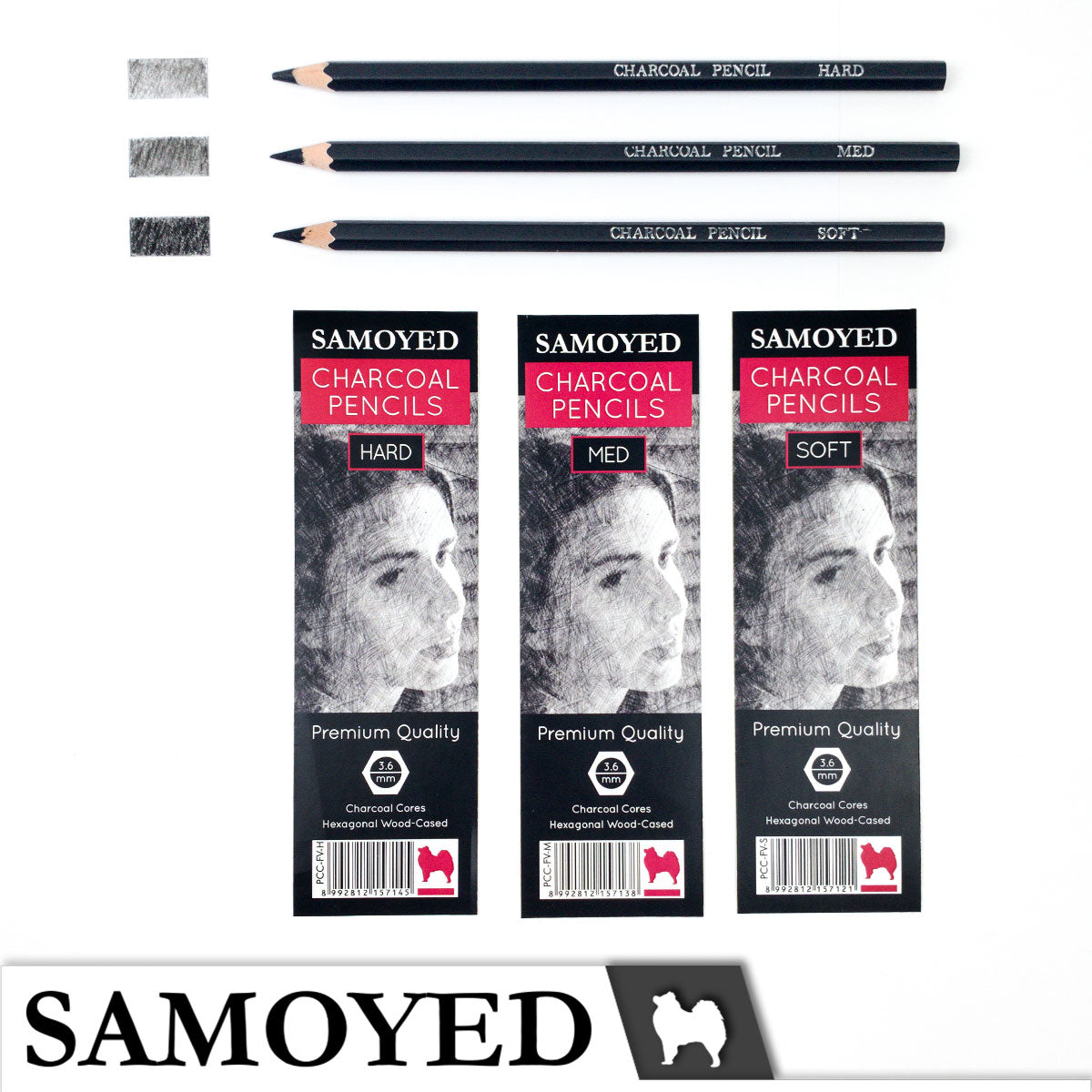 Charcoal Pencil Samoyed PCC-FV