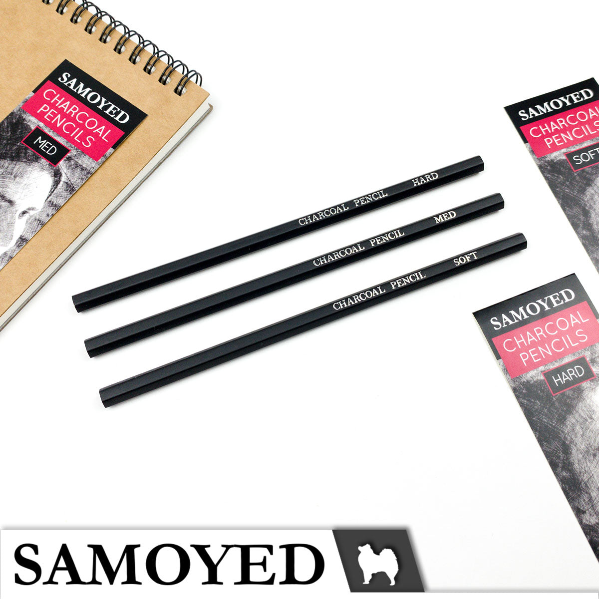 Charcoal Pencil Samoyed PCC-FV