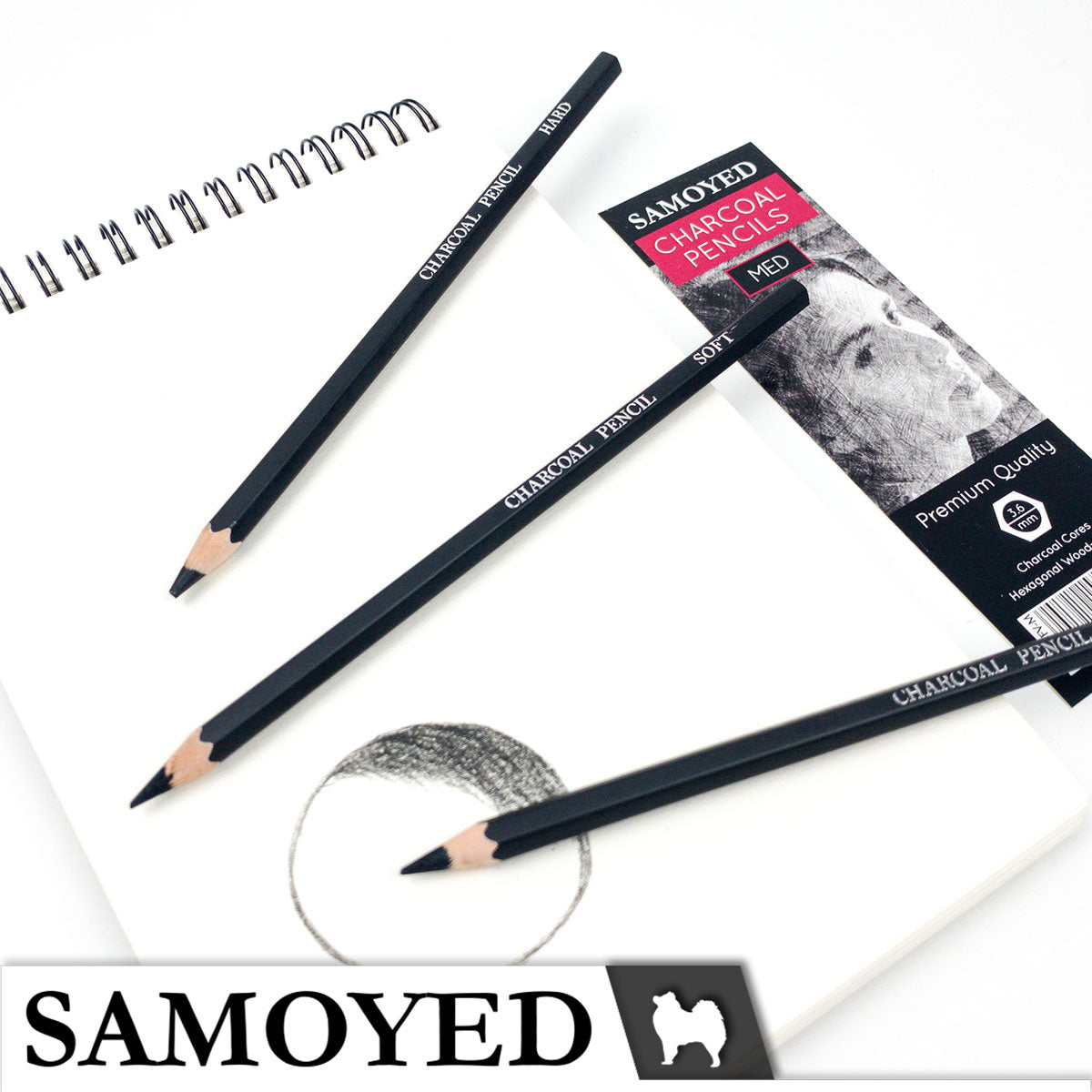 Charcoal Pencil Samoyed PCC-FV