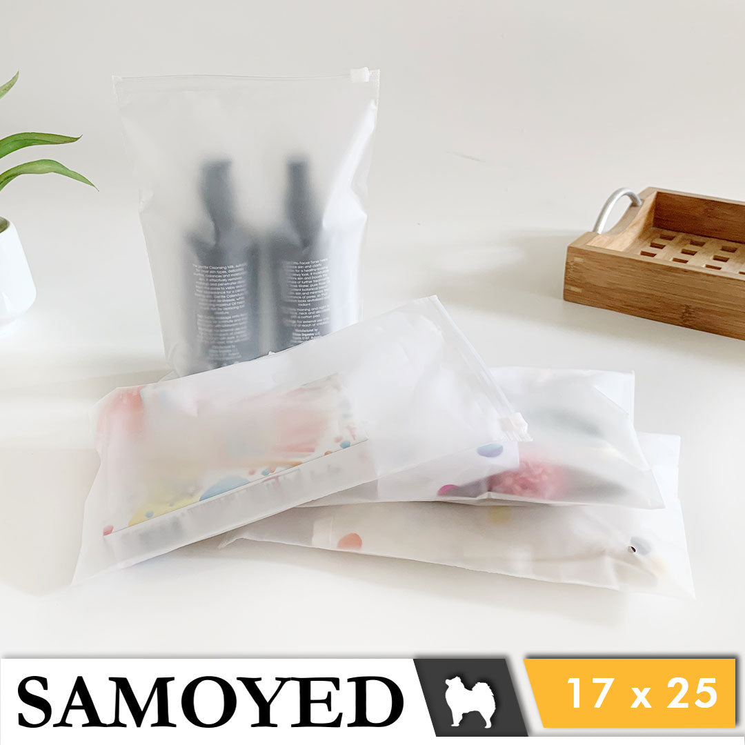 Plastic Zipper Bag Samoyed Fr 17 x 25 cm
